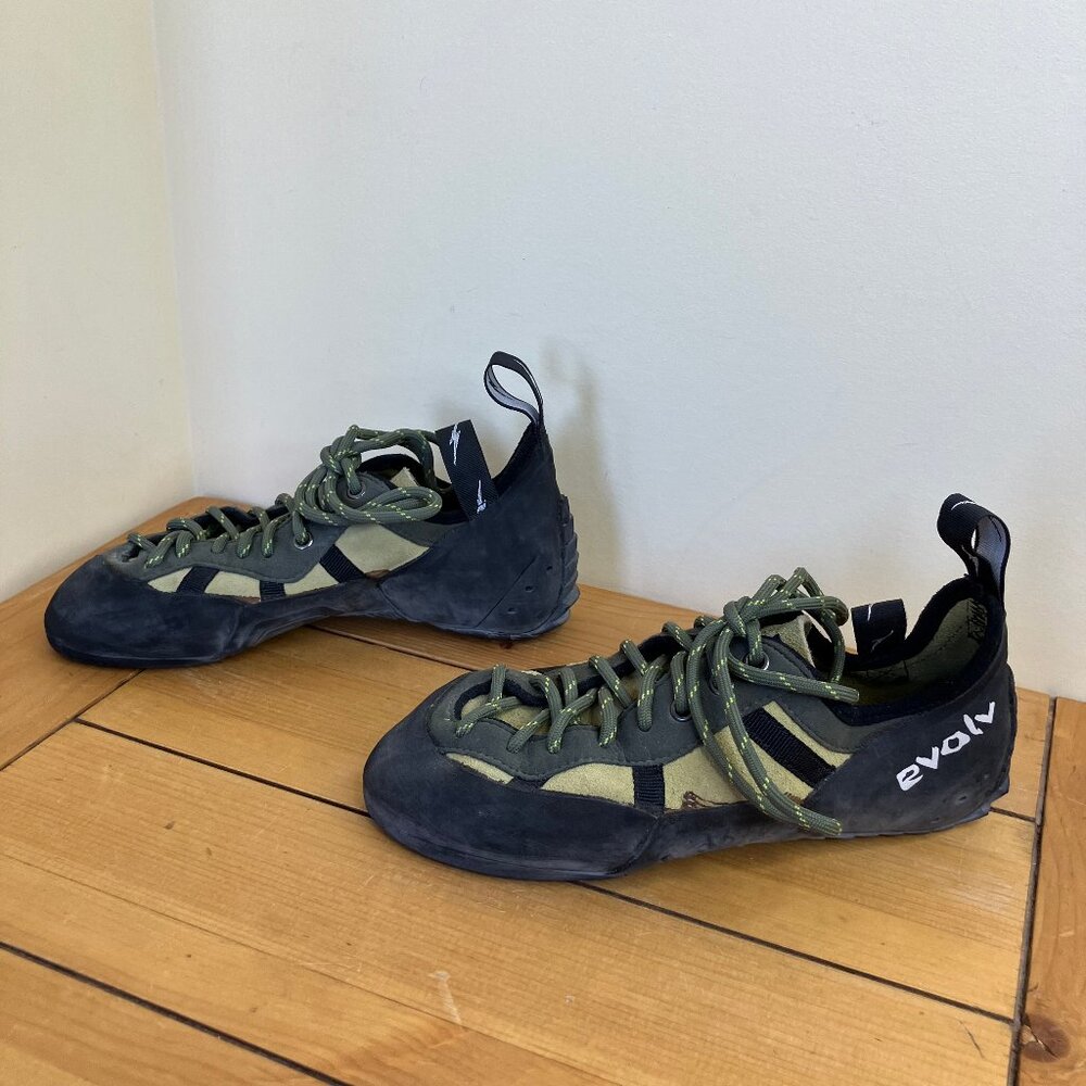 Evolv DeMorto Rock Climbing Shoes Lace-Up Black/Yellow Men's US Size 5.5